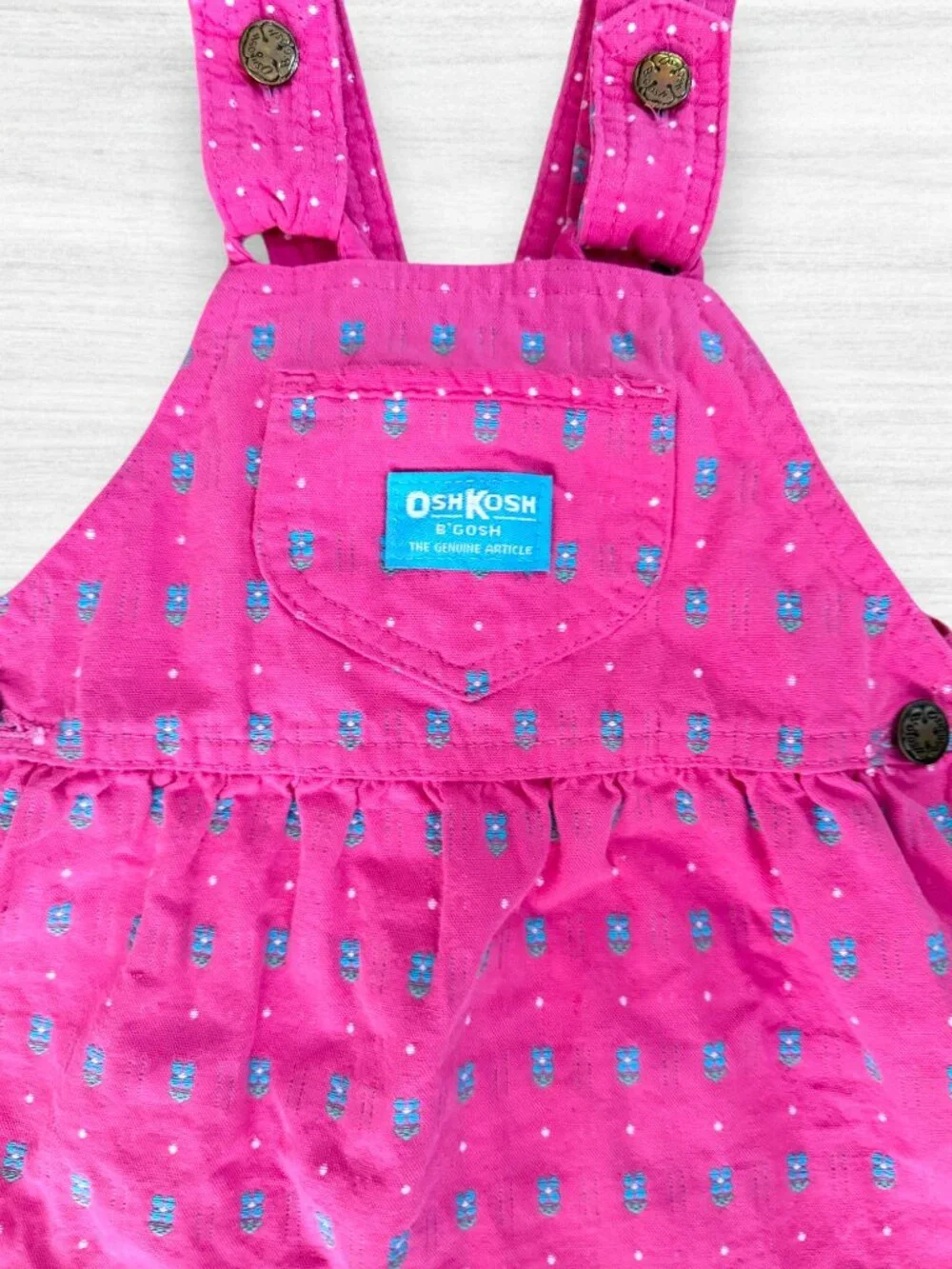 Vintage OshKosh Vestpak 90s Pink Floral Overall Jumper Dress Girls 4 USA Bow